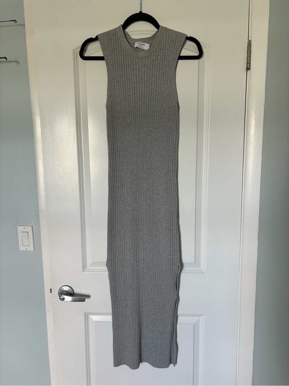 Frame Denim Sleeveless Ribbed Maxi Dress in Gray